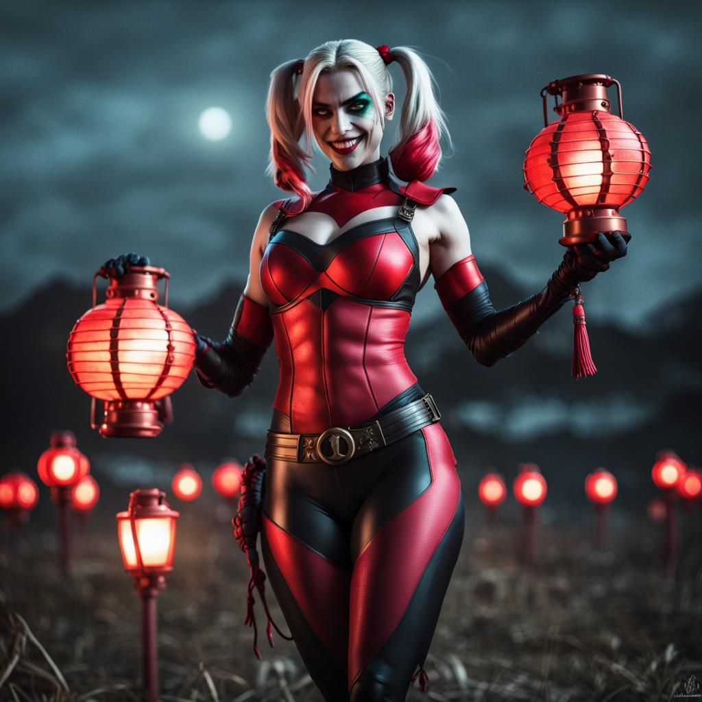 Harley Quinn as Red Lantern in Dramatic Lighting