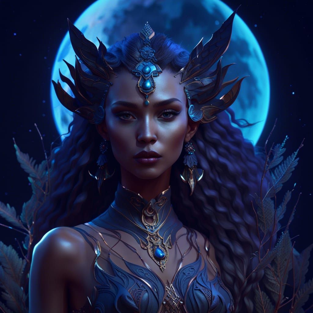 Moonlight Goddess on the Runway in Fantasy Art
