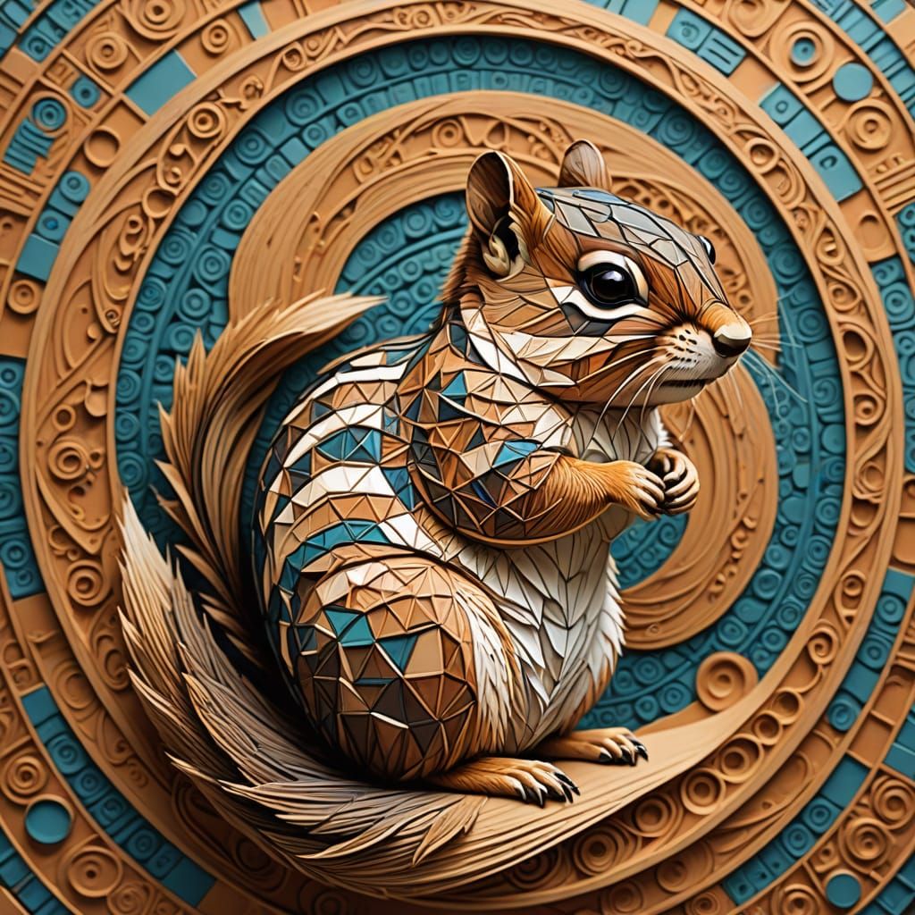 Chipmunk Formed from Swirling Geometric Patterns