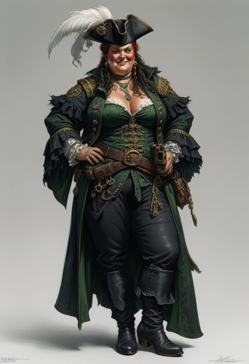 Pirate Queen Illustration in Boris Vallejo Style