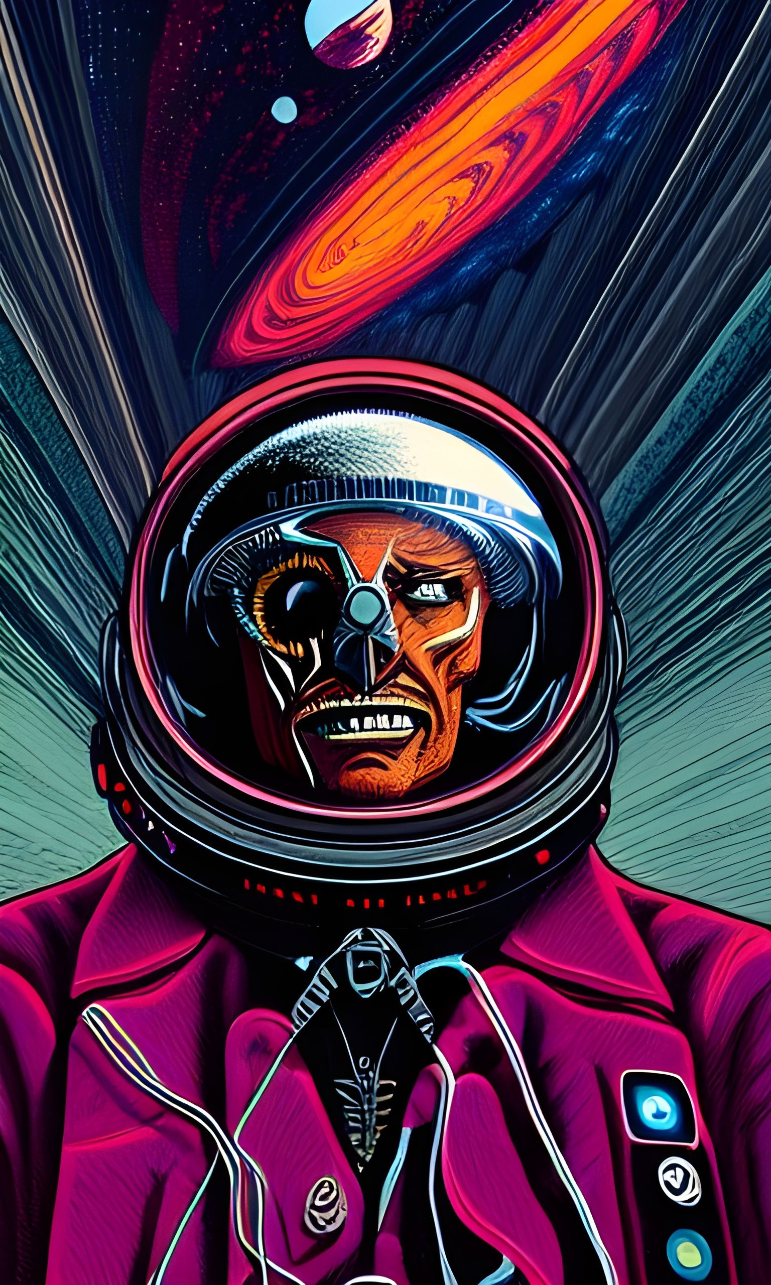 Detailed Space Pirate Portrait in Poster Art Style
