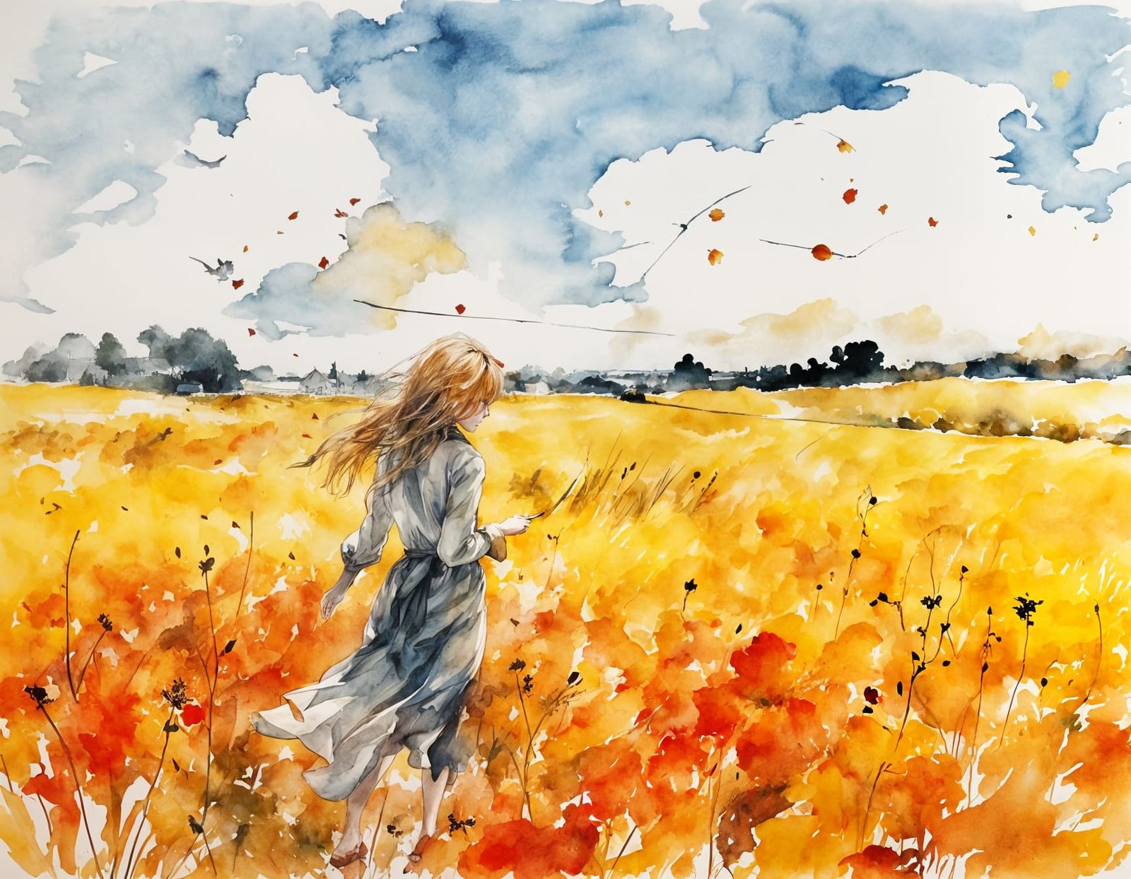 Autumn Fields Swaying in Sunlit Harvest