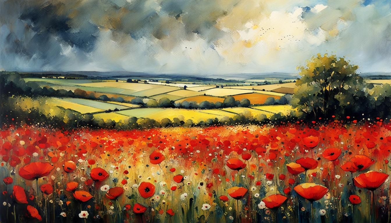 Bright Summer Day Over Poppy Field Painting