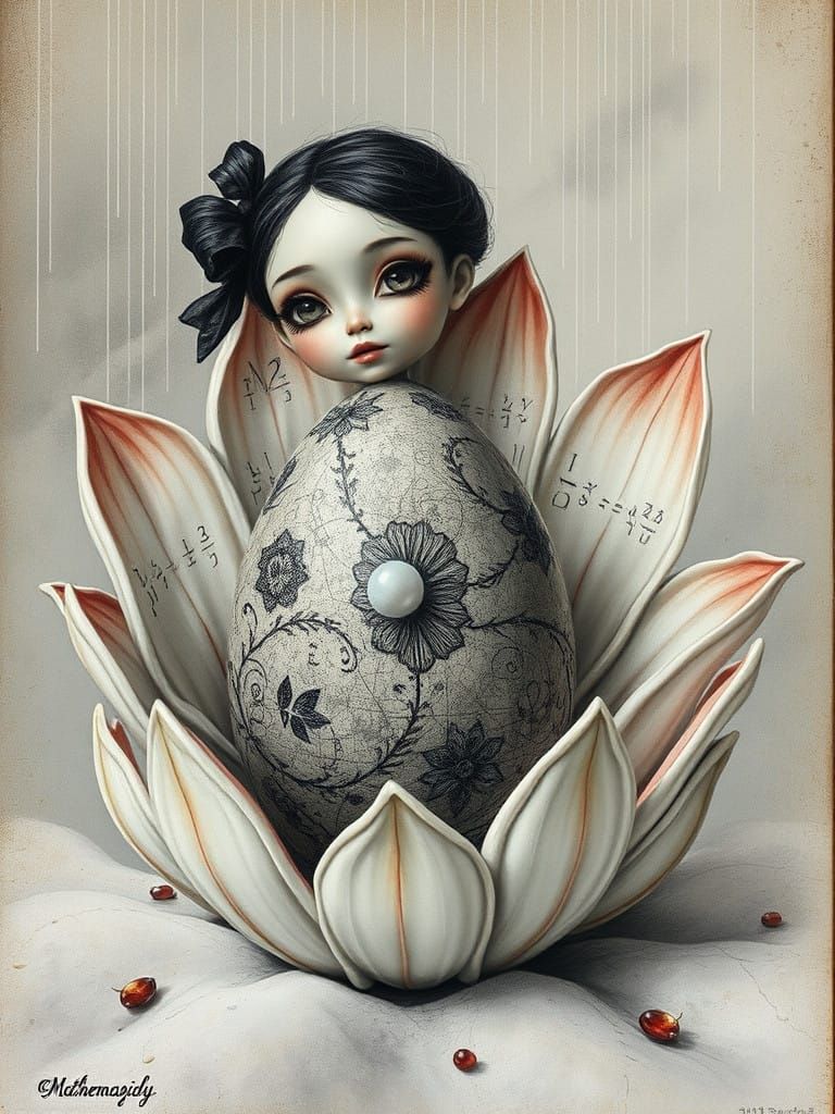 Whimsical Gothic Girl Amidst Mathematics Whimsy