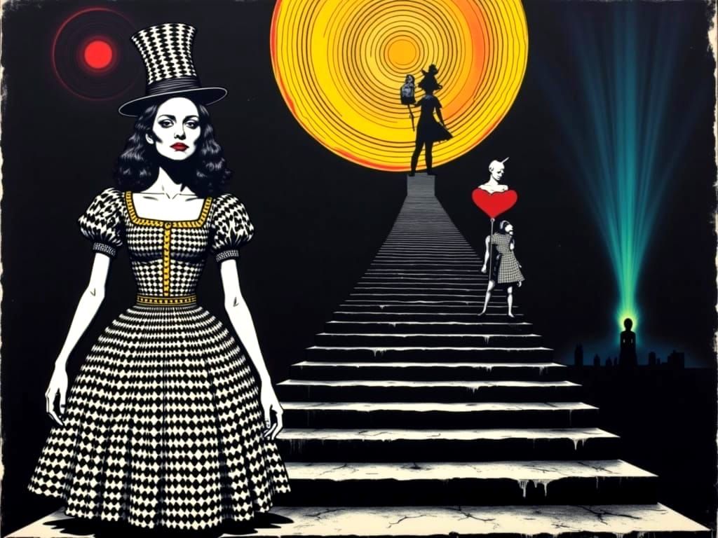 Alice's Wonderland with Escher and Klimt Influences