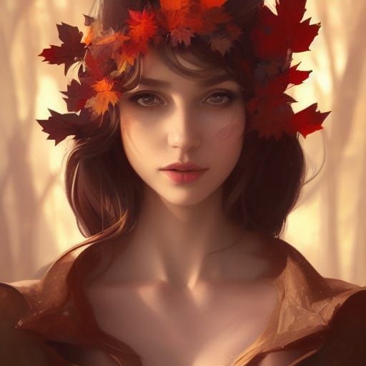 Autumn Elf Portrait in Hyperdetailed Fantasy Style