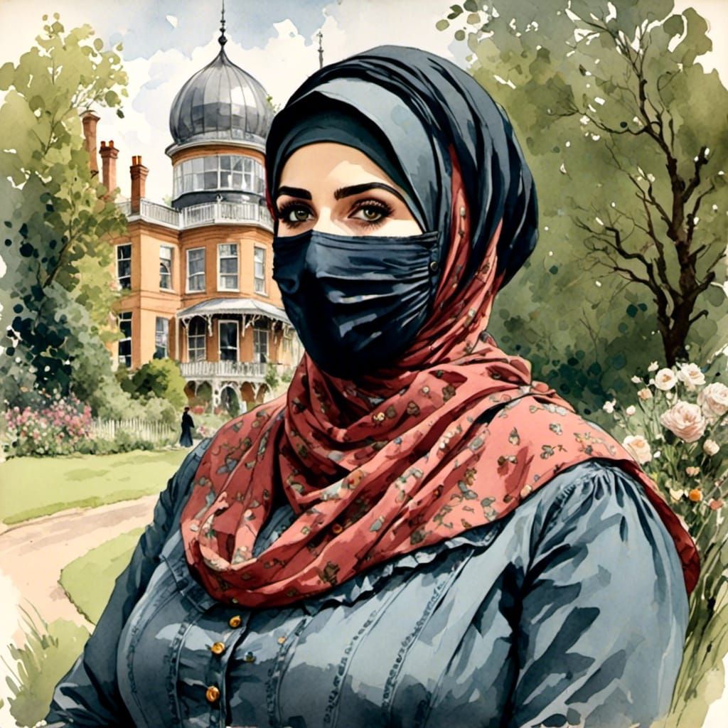 Comic Art Portrait of Woman in Hijab