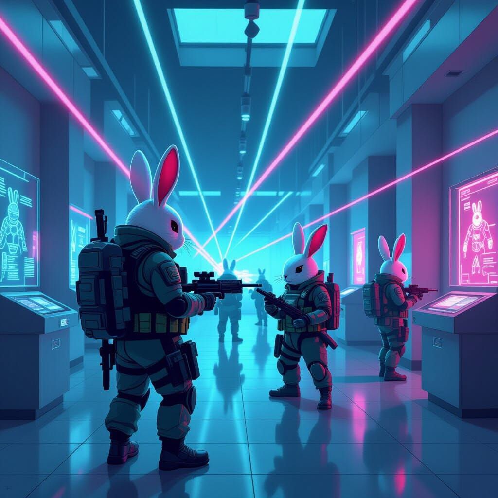 Tactical Bunnies Infiltrate Museum: Neon Noir Style