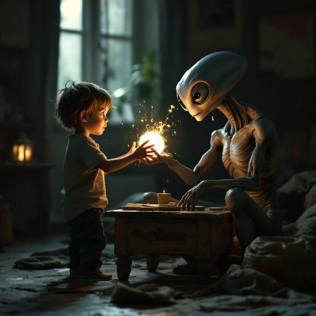 Alien Gift: Plasma Ball Exchange in Futuristic Style