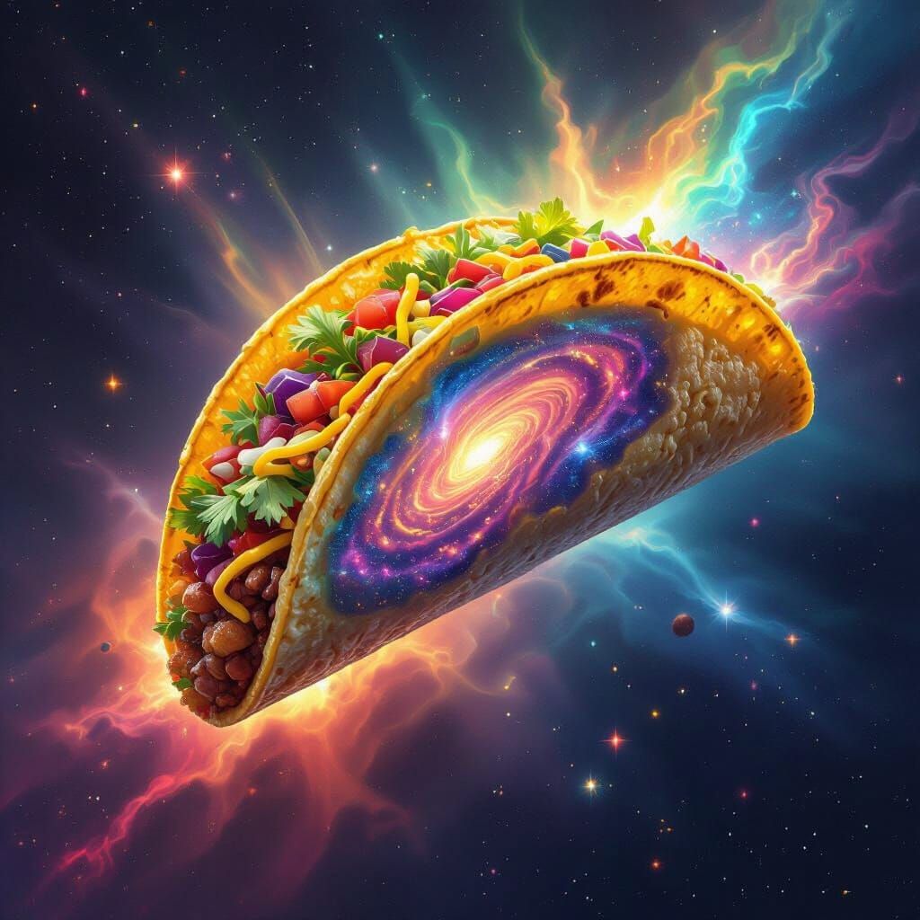 Cosmic Taco in Surreal Digital Painting Style