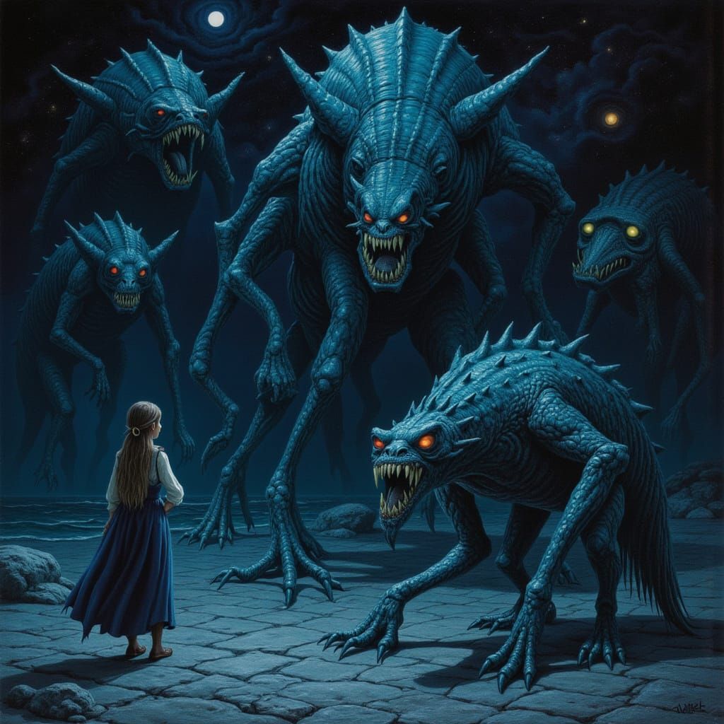 Sci-Fi Night Watch with Eerie Creatures