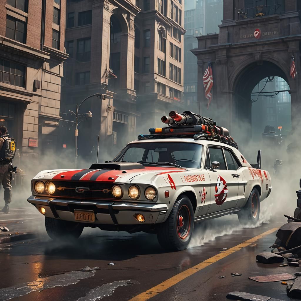 Detailed Ghostbusters Mustang Concept Art