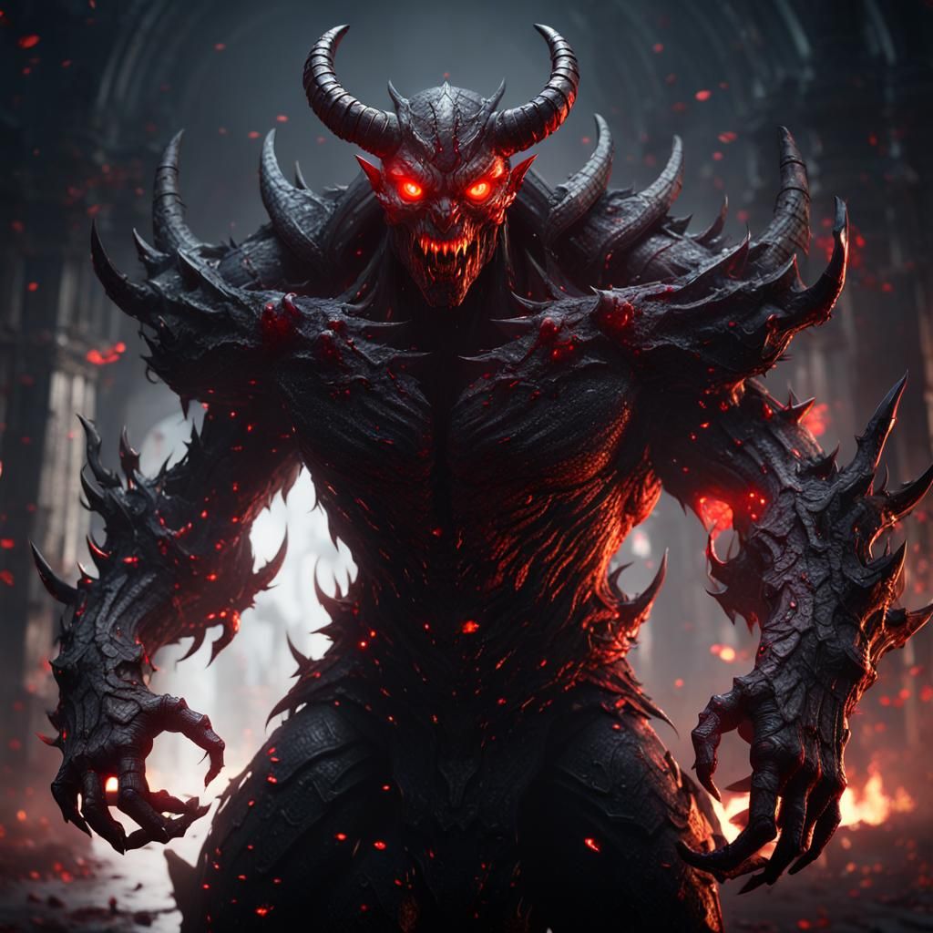 Red-Eyed Demon in Detailed 3D Rendering