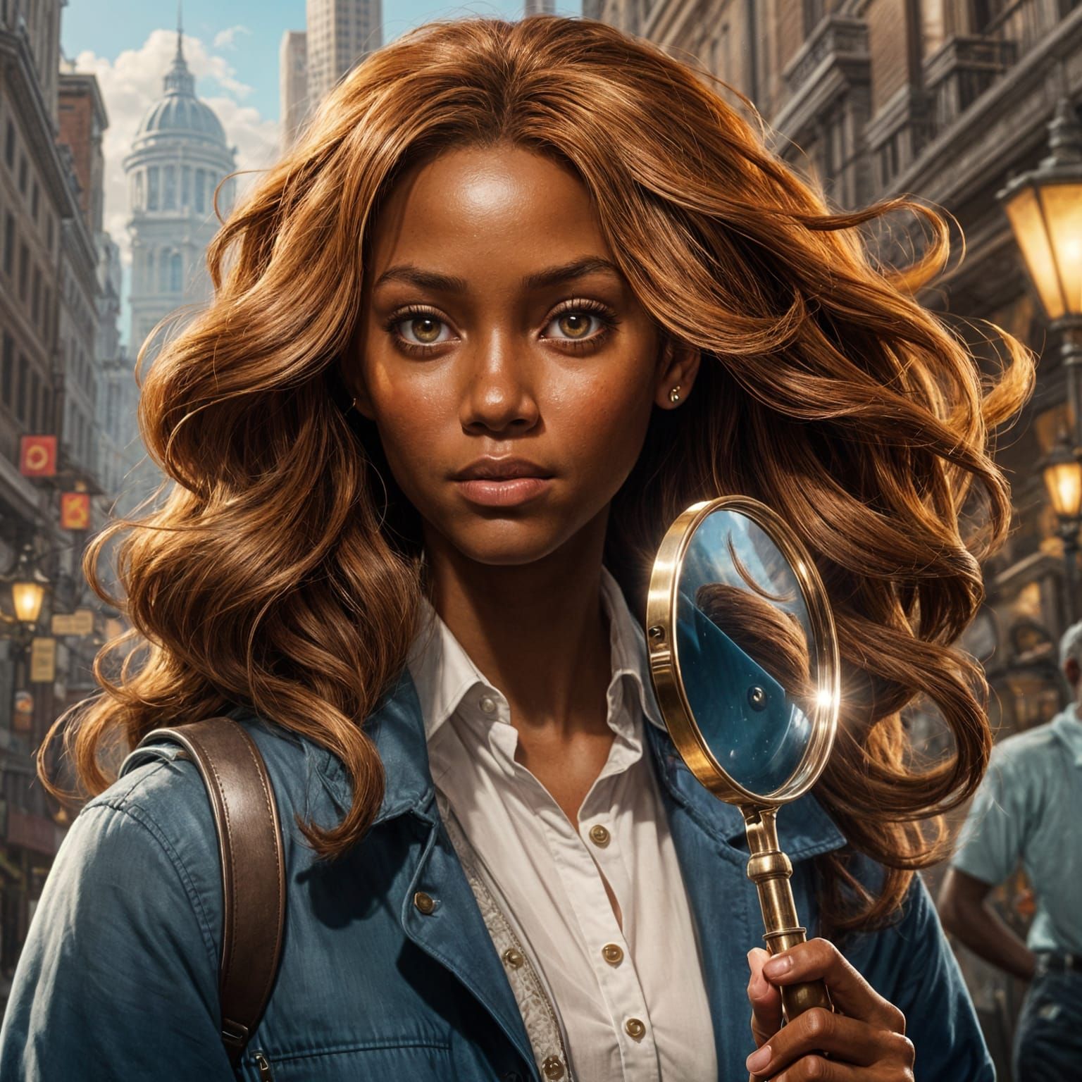 African American Teen Detective Portrait in Hyperrealistic S...