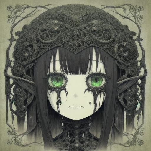 Detailed Anime Monster Girl in Manga Style