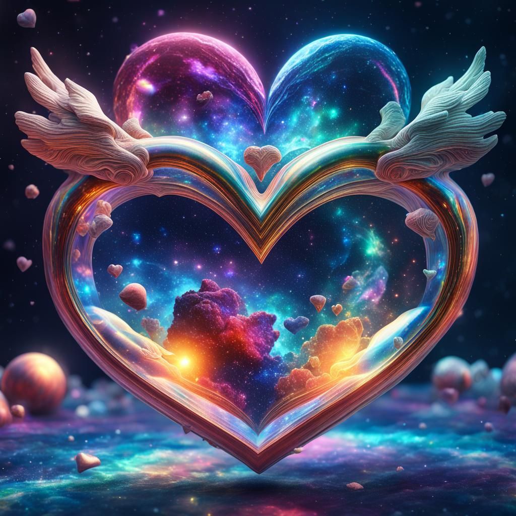 Hyperrealistic Cosmic Love Heart by Pablo Amaringo