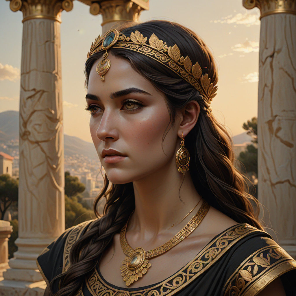 Ancient Greek Queen of Pontus in Regal Attire