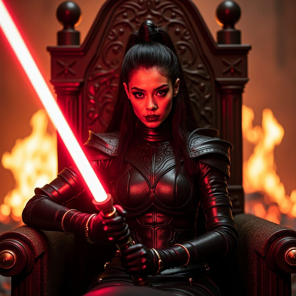 Saiki of Band-Maid as Sith Lord on Burning Throne