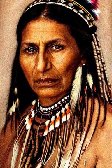Realistic Portrait of Sioux Queen in Photographic Style