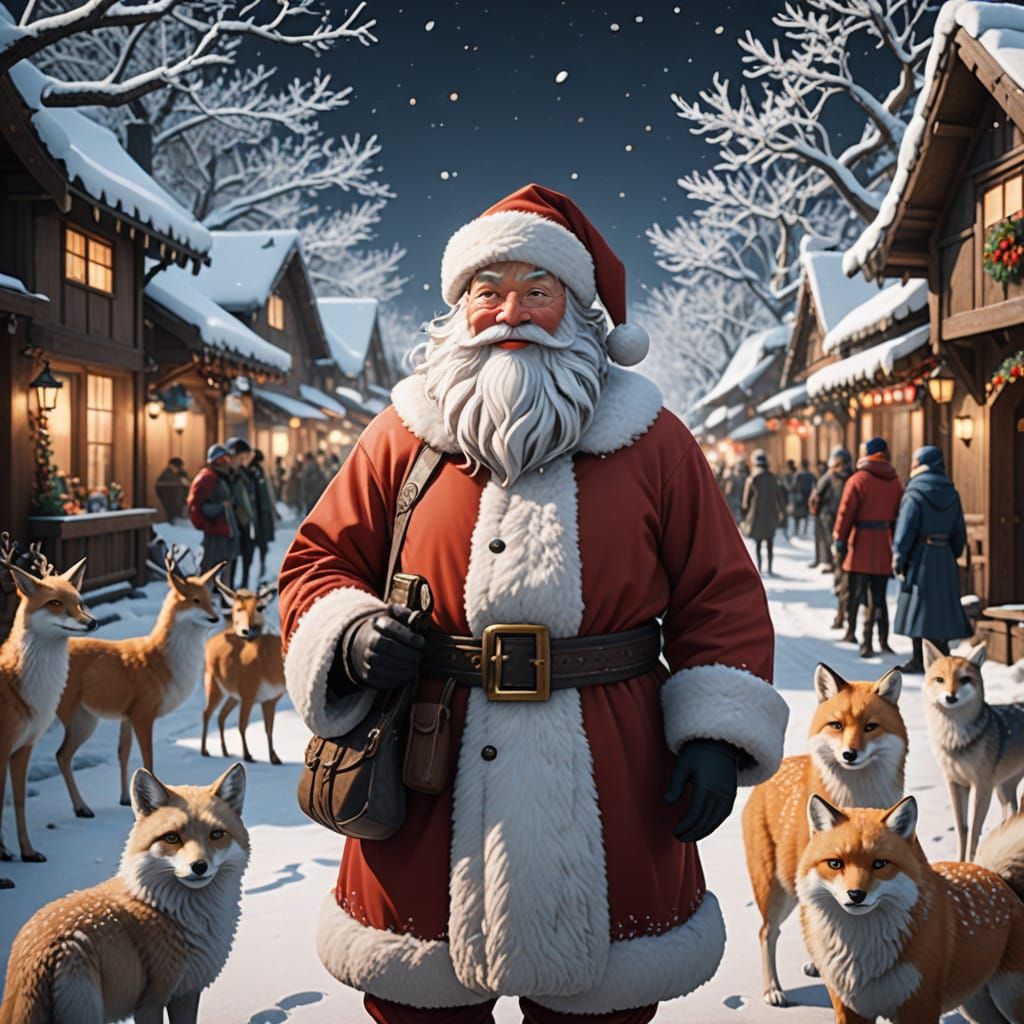 Winter Wonderland with Santa Claus and Animals