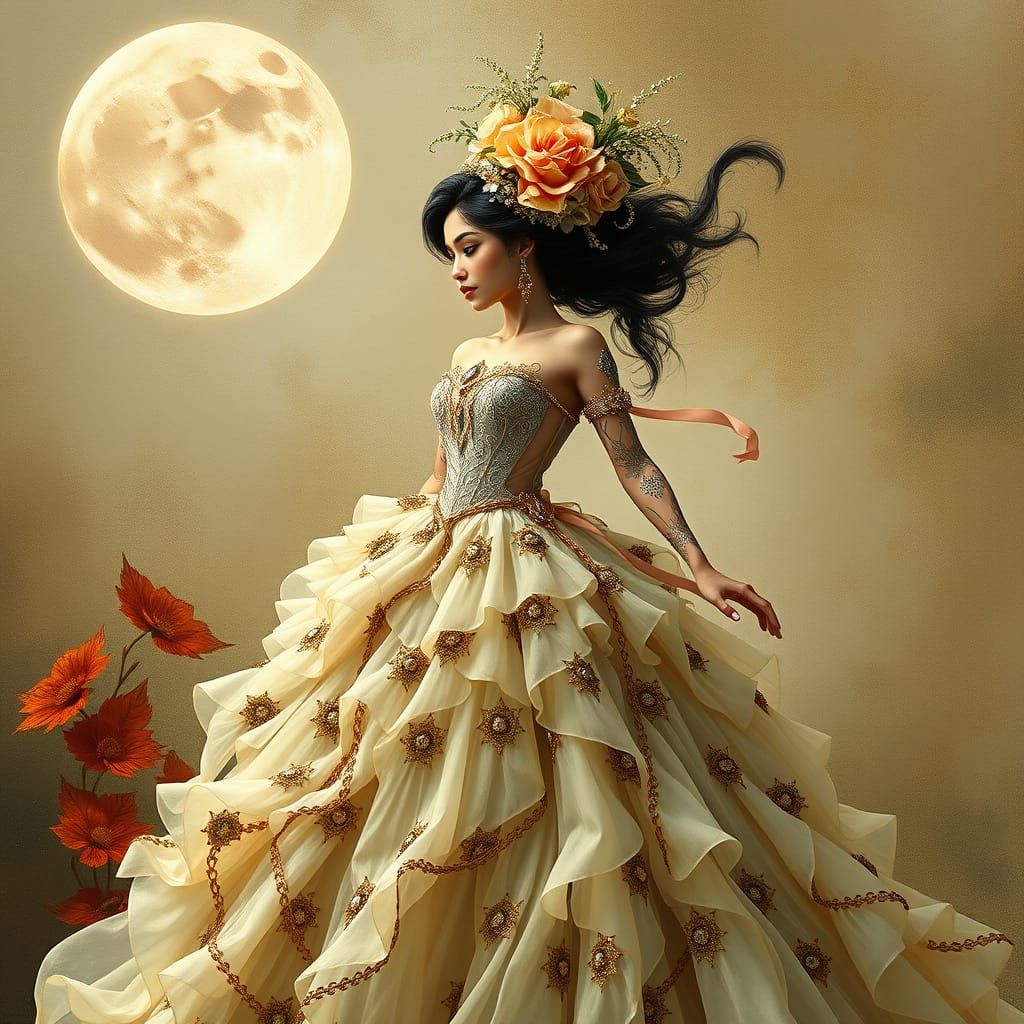 Gothic Woman in Gorgeous Gown Digital Art
