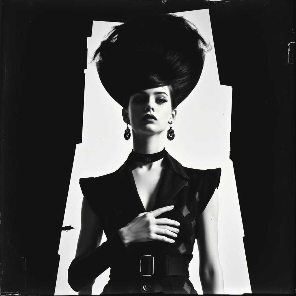 Create a black and white photogram-style image inspired by a...