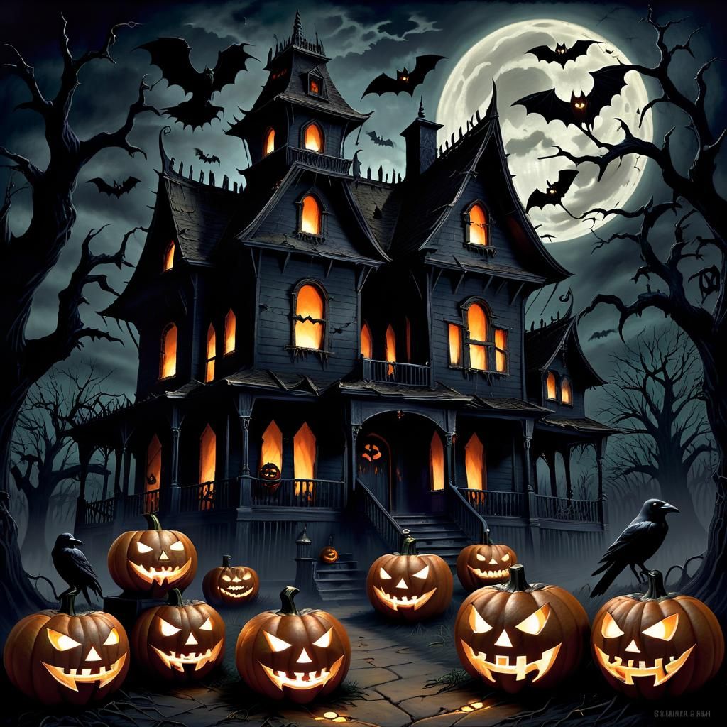 Eerie Halloween Jack-o-Lanterns: Gothic Album Cover Art
