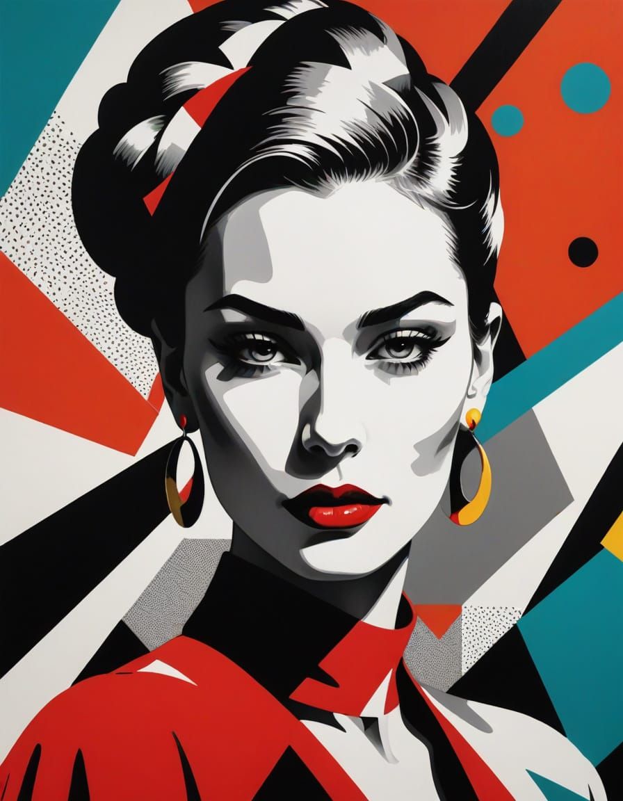 Bold Bauhaus-Inspired Portrait in Pop Art Style