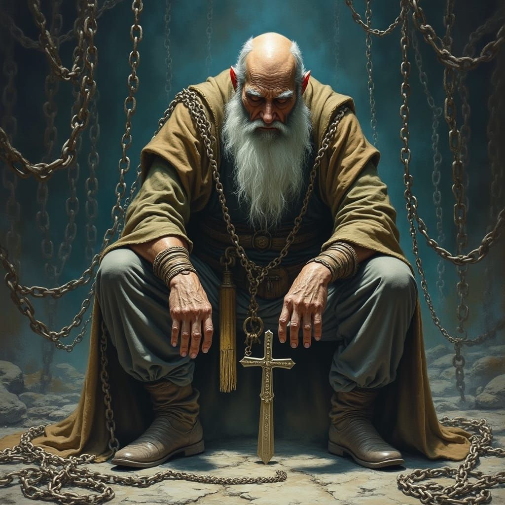 Mystical Monk in Chains, Fantasy Art