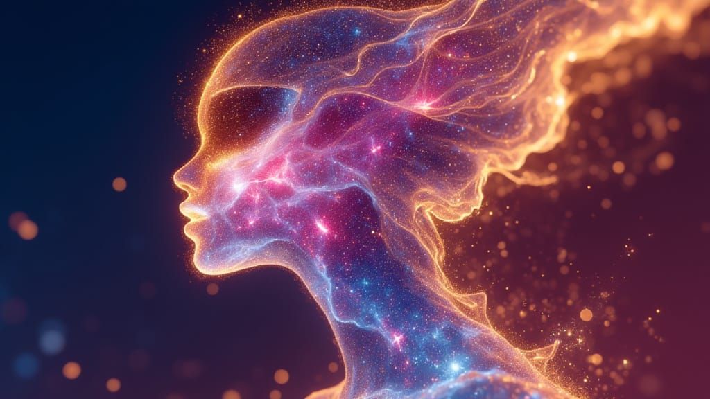 Mesmerizing Alien Silhouette in Metallic Gold Foil and Neon ...