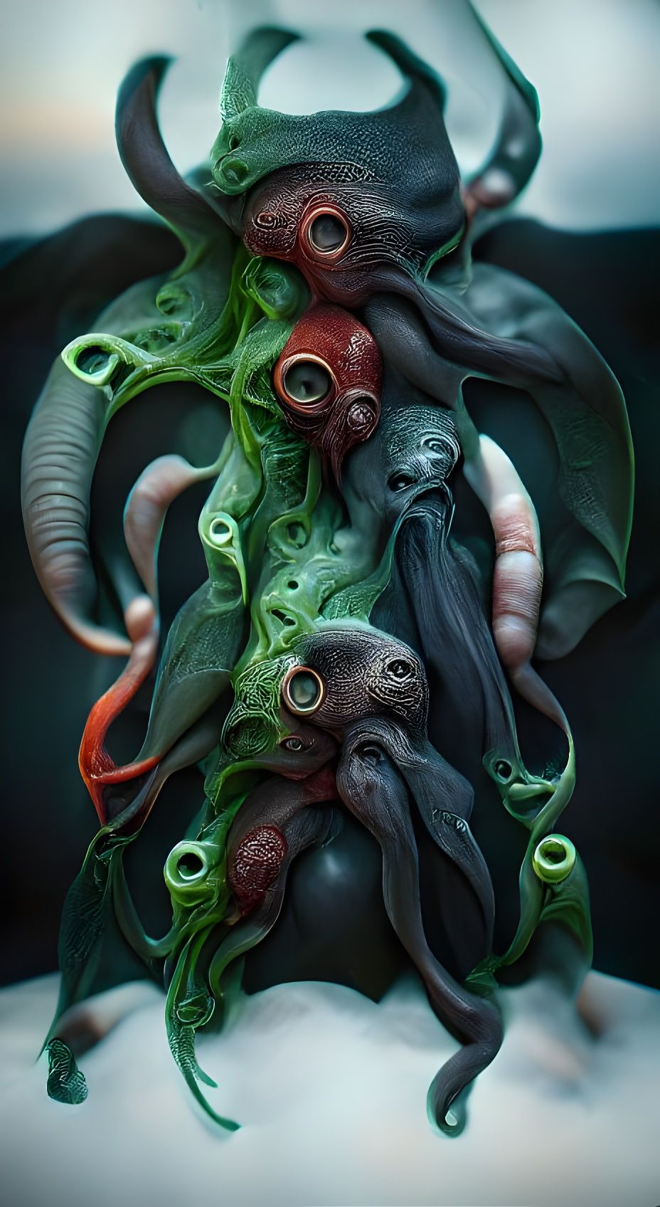 Horrific Skinless Torso Sculpture with Octopus Tentacles