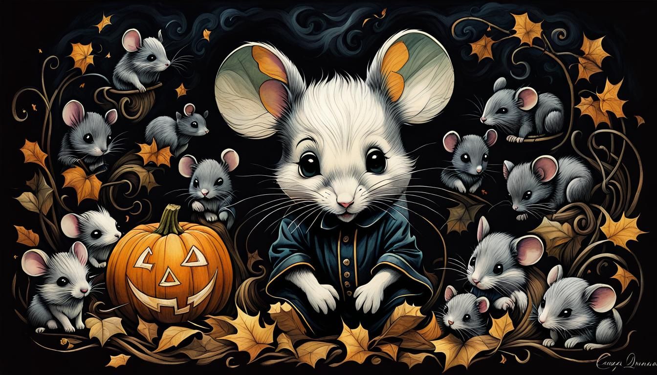 Spooky Chibi Mouse Portrait for Halloween