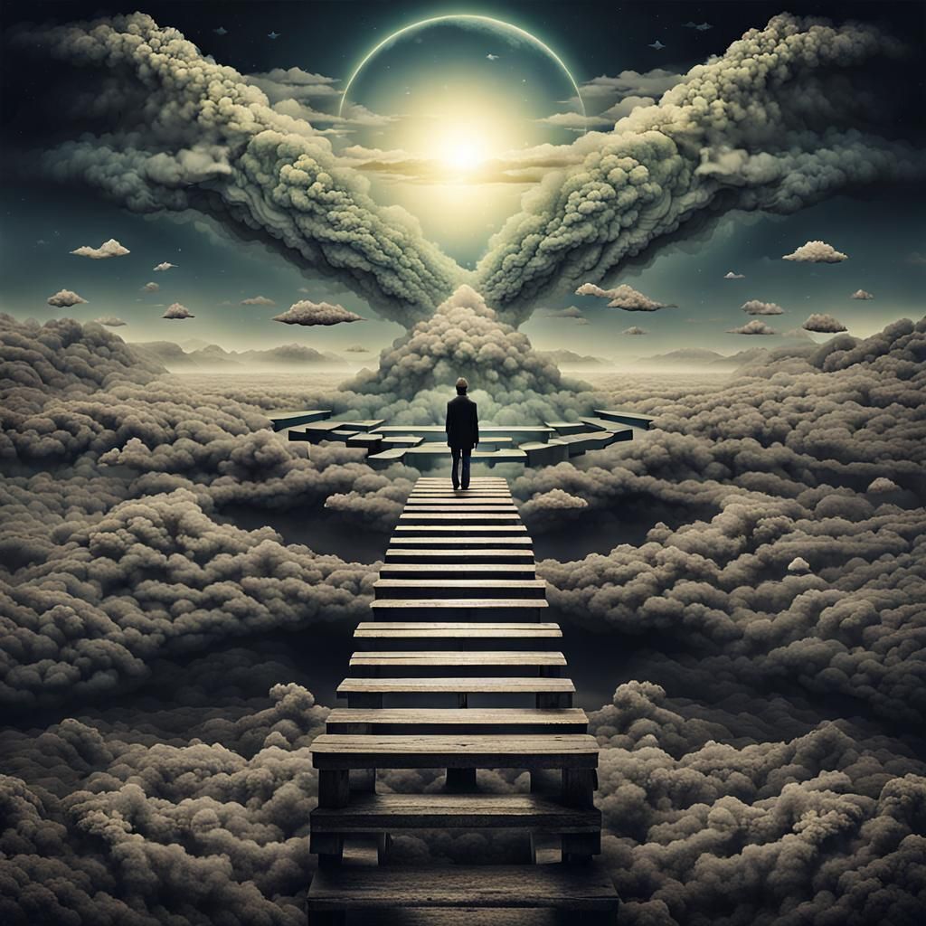 Surreal Scene of Transformative Contemplation