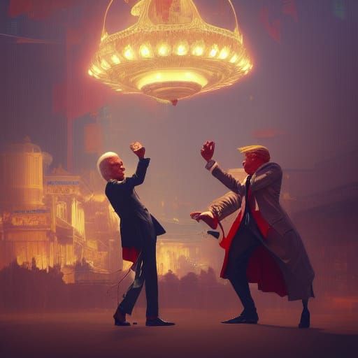 Biden and trump remaking the dance scene on pulp fiction