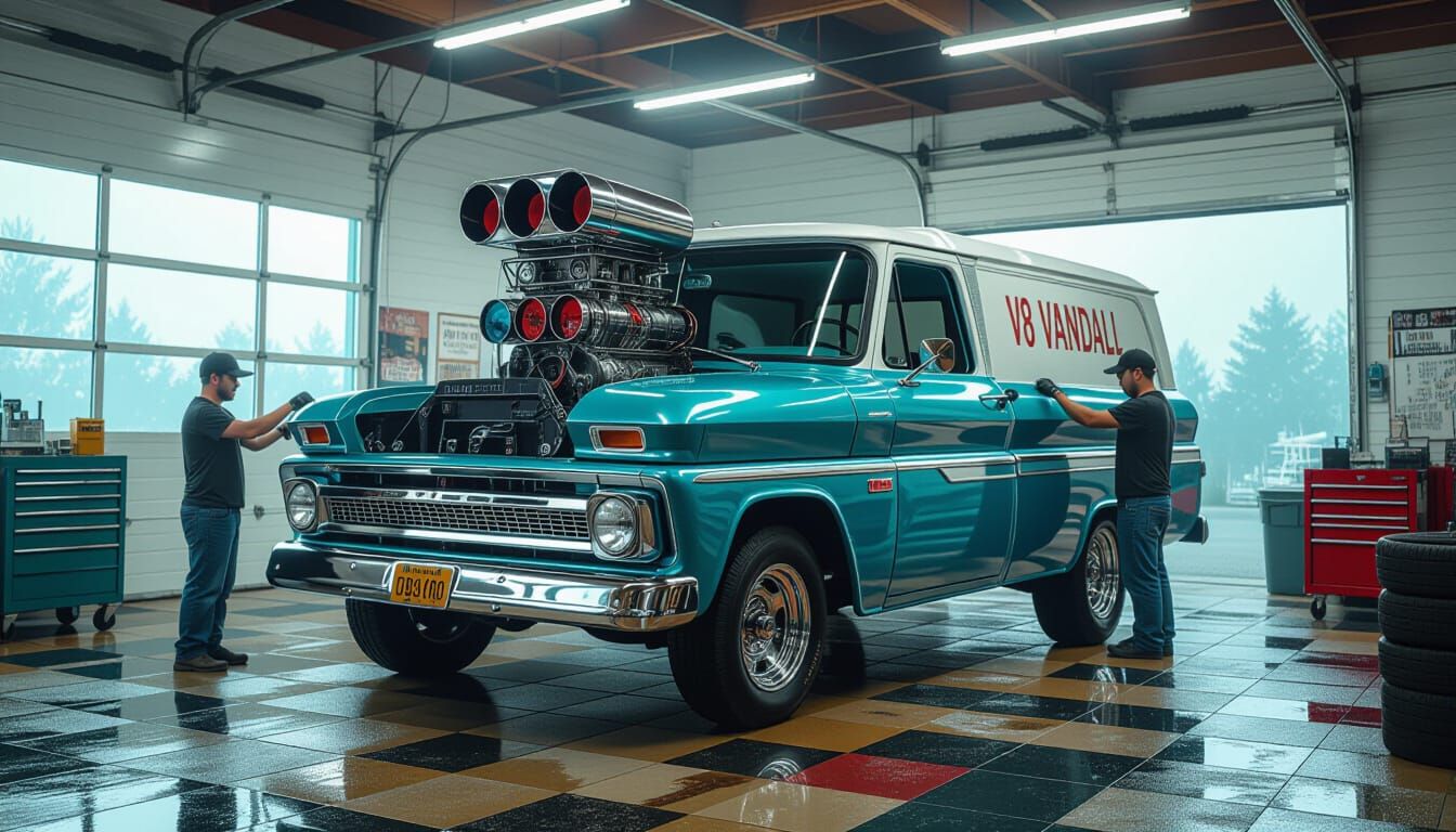 1966 Chevy V8 Vandal Van in Luminous Fantasy Style