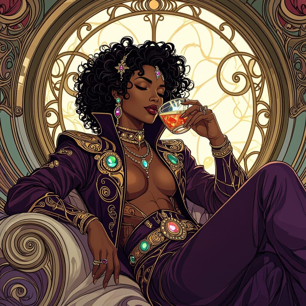 Elegant Space Pirate in Art Nouveau Style