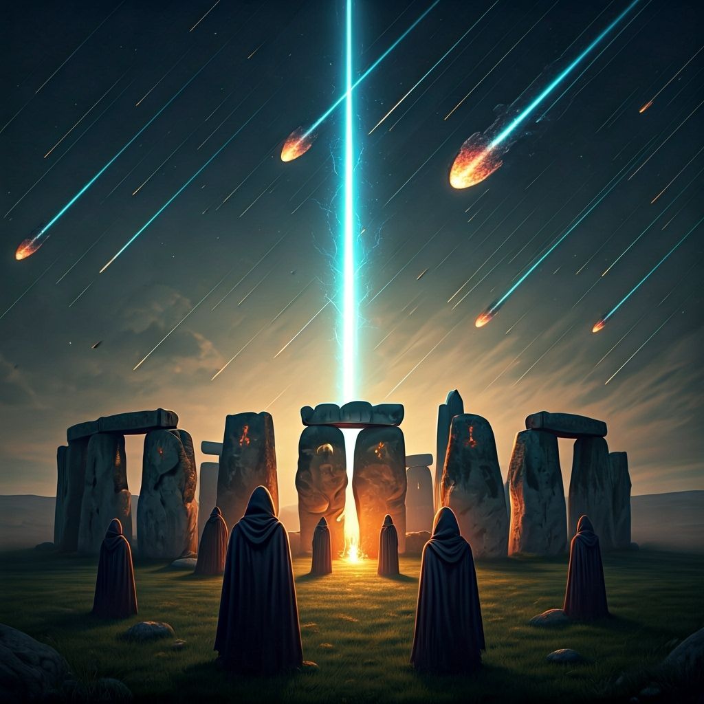 Druidic Ritual Under Meteor Shower at Stonehenge