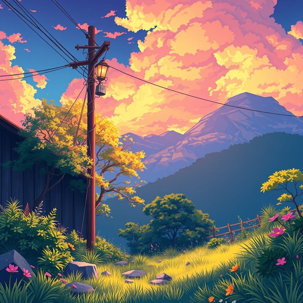 Vibrant Anime Scene with Cinematic Lighting