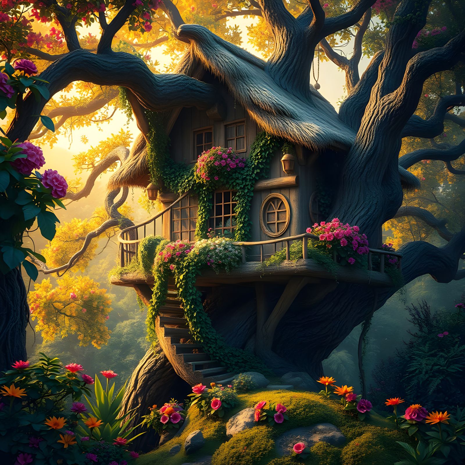 Fantastical Garden Manor in Vibrant Colors