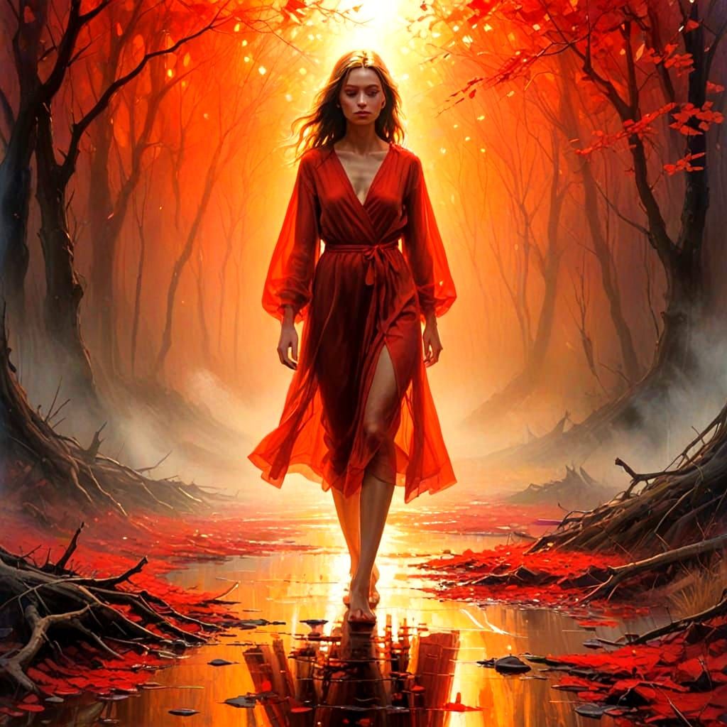 Abstract Red Silence: AI Generated Art