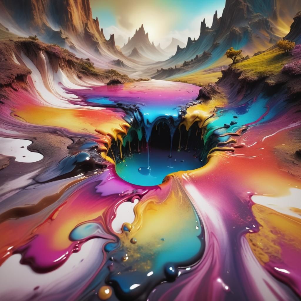 Ink Spill Creates Mystical Landscape in High Resolution