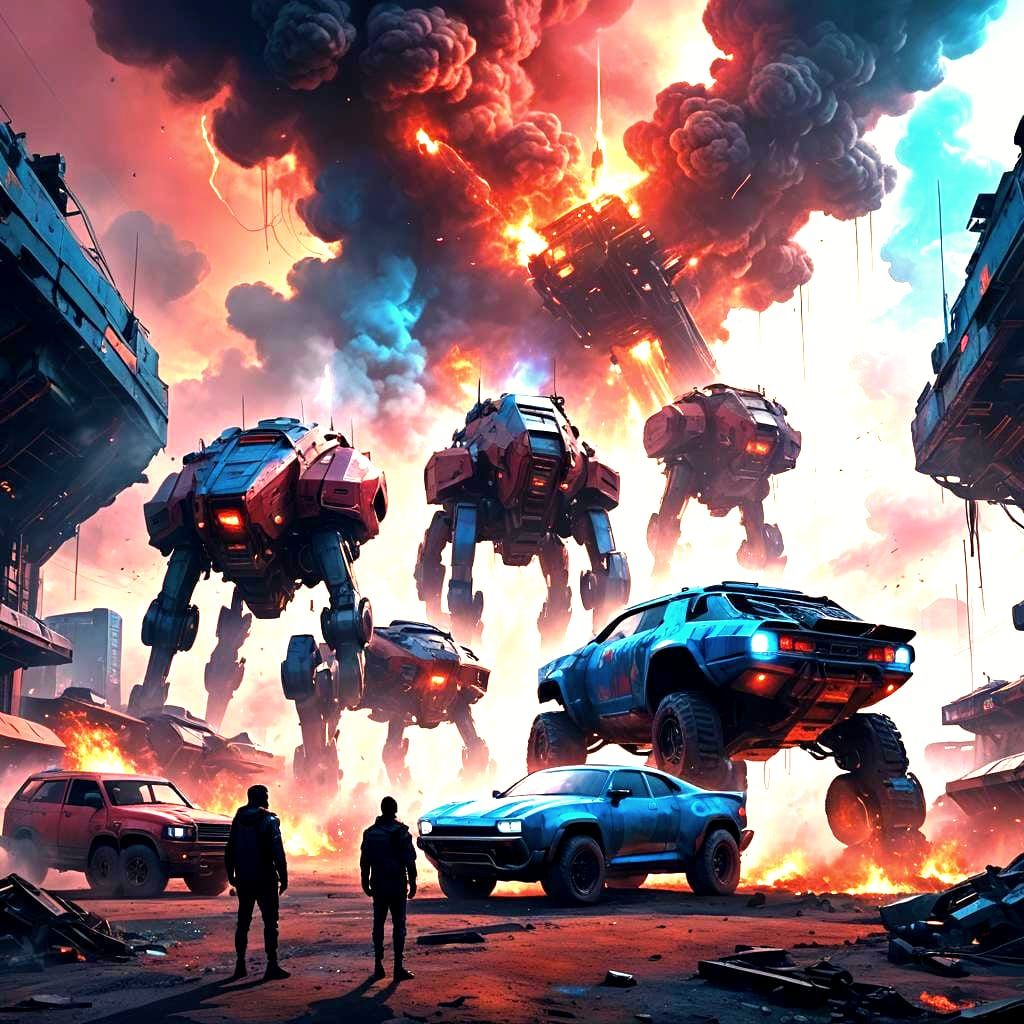 Smoking Wheels Under the Sun: Detailed Matte Painting