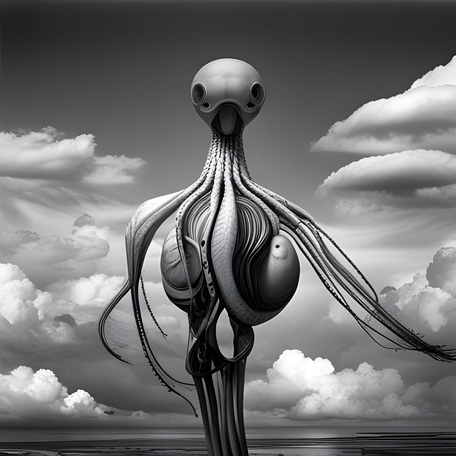 Hyperrealistic Cyborg-Squid in Documentary Style