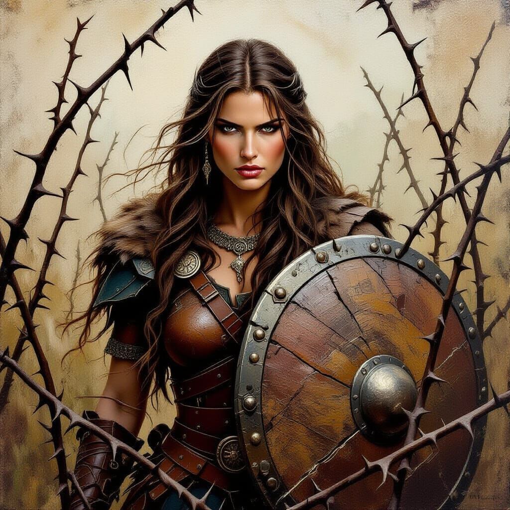 Norse Goddess in Romantic Impasto Painting