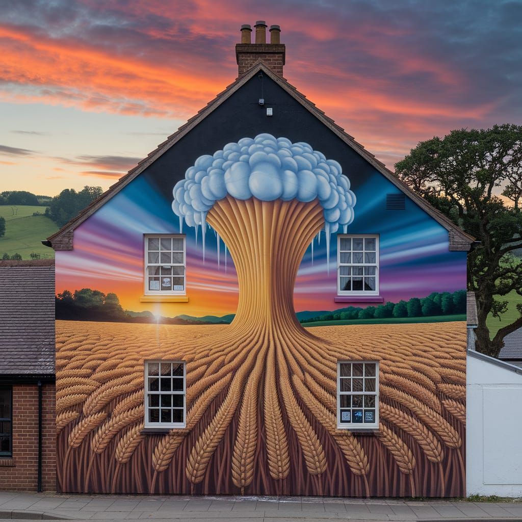 Airbrushed Pub Mural: Golden Beer Cascade