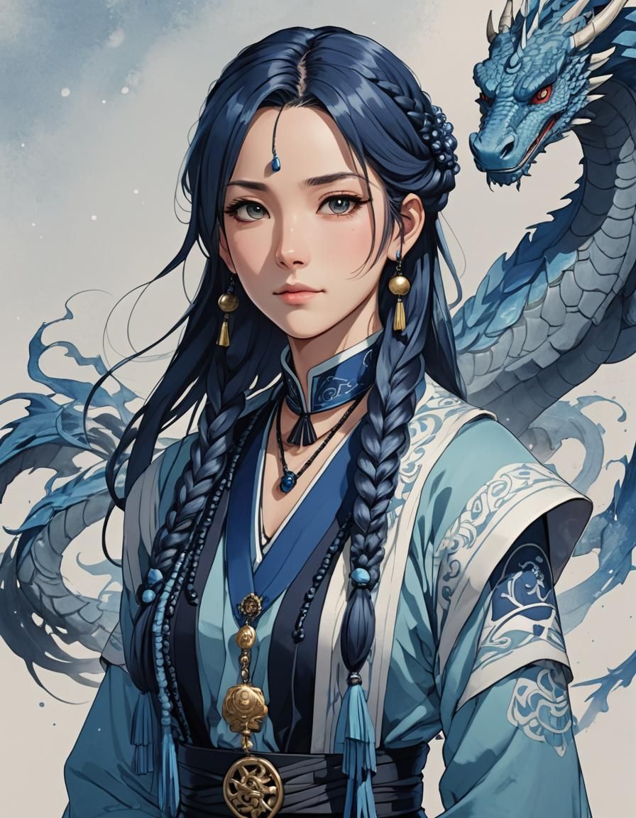 Anime Portrait of Confident Blue-Haired Character