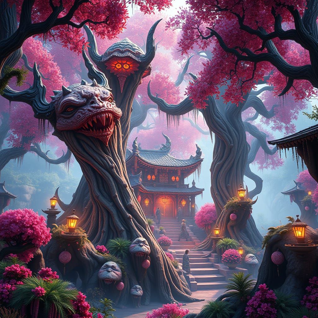 Ethereal Bohemian Grove in Vibrant, Fantastical Detail