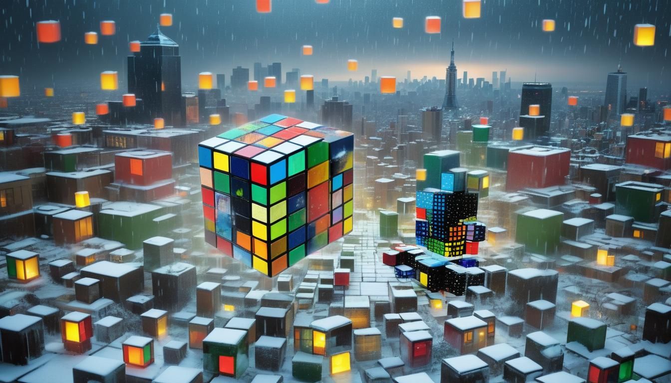 Surreal Rubik's Cube Displaying World Seasons