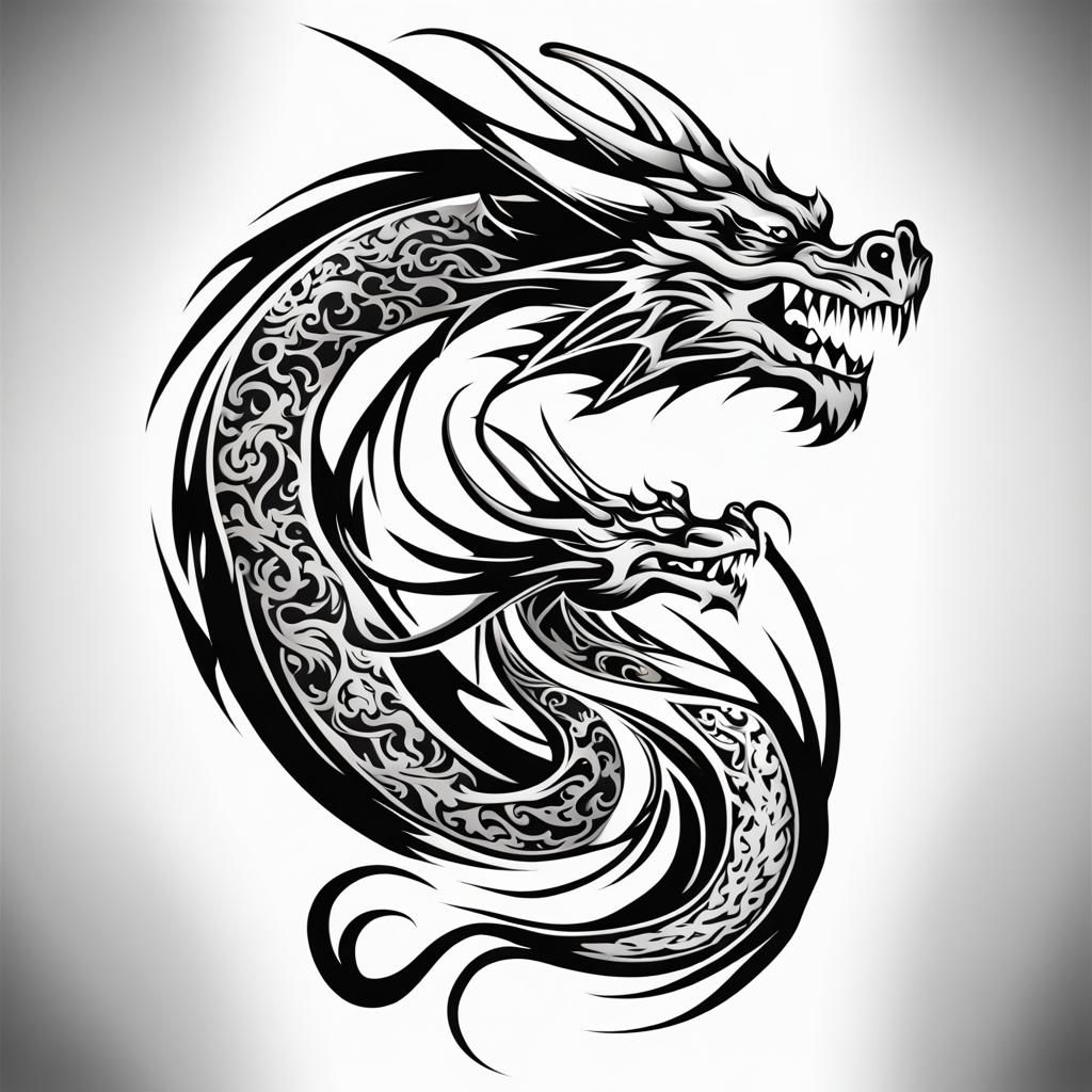 Dragon Tattoo Design on White Background