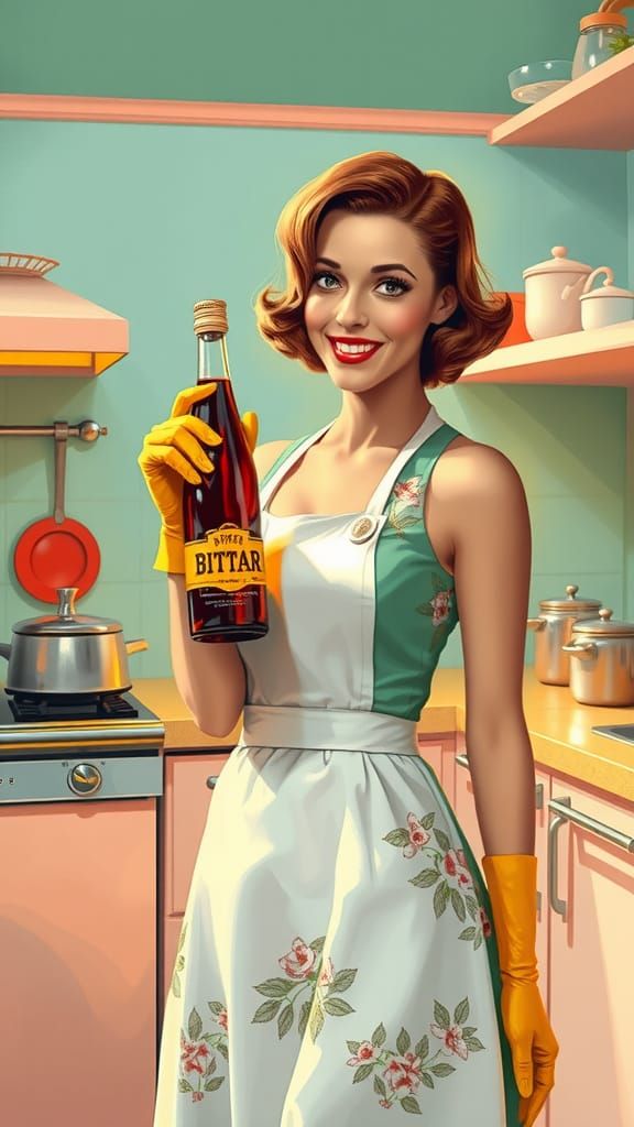 Retro Advertising Poster of Woman with Bitter Campari